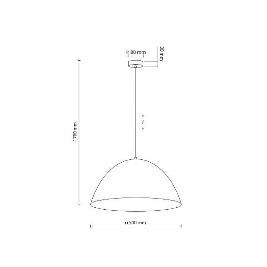 Lampadario da tavolo cupola di metallo 50cm colore mattone